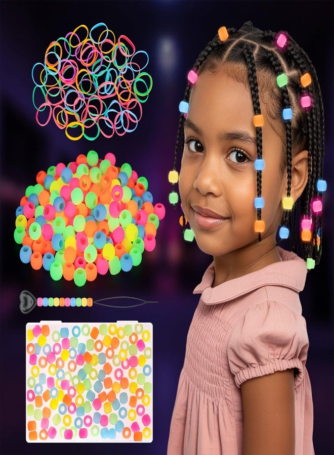 FunisFun Silicone Hair Beads Glow in The Dark 150Pcs Soft Pony Beads for Braids Cute Hair Accessories for Kids Girls Parties Daily Hairstyles (Small-150P) - Image 1